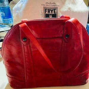 Frye Melissa Leather Domed Zip Satchel - red